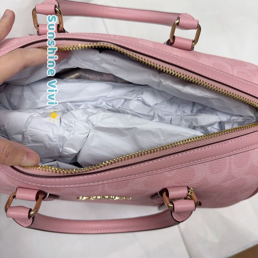 NWT Coach Rowan Large Satchel Bag In Signature Canvas CAO77 /powder pink - Picture 6 of 10